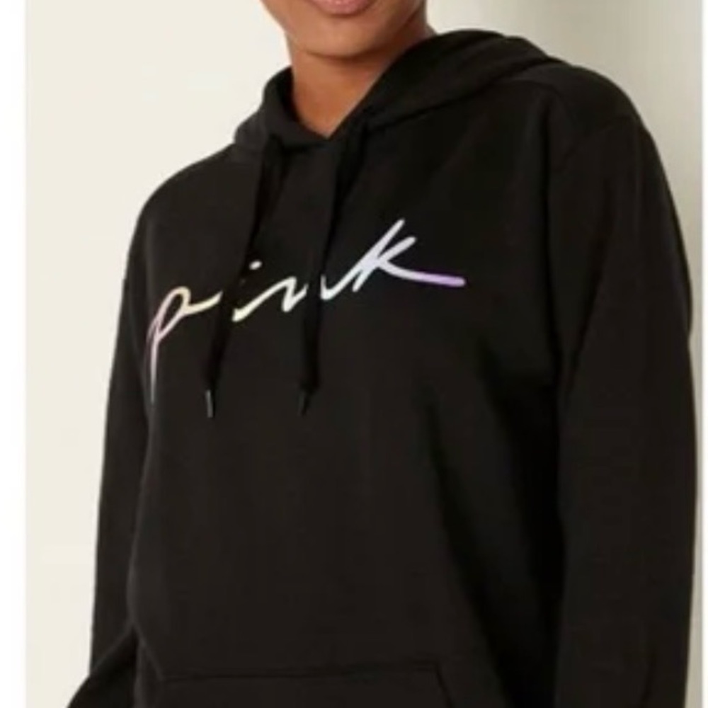 Victoria Secret Pink Black Hoodie Sweater 0218